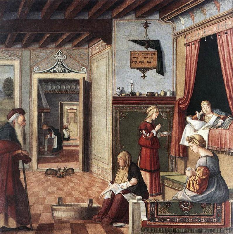 CARPACCIO, Vittore Birth of the Virgin fg Norge oil painting art
